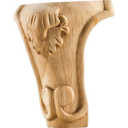 3-1/2 Wx3-1/2Dx5H Rubberwood Acanthus Leg